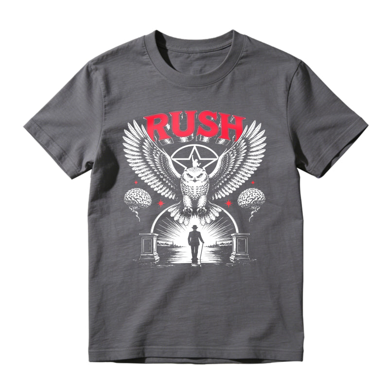 Rush Band Vintage Rock Owl Wings Pentagram Silhouette Unisex Classic T-shirt