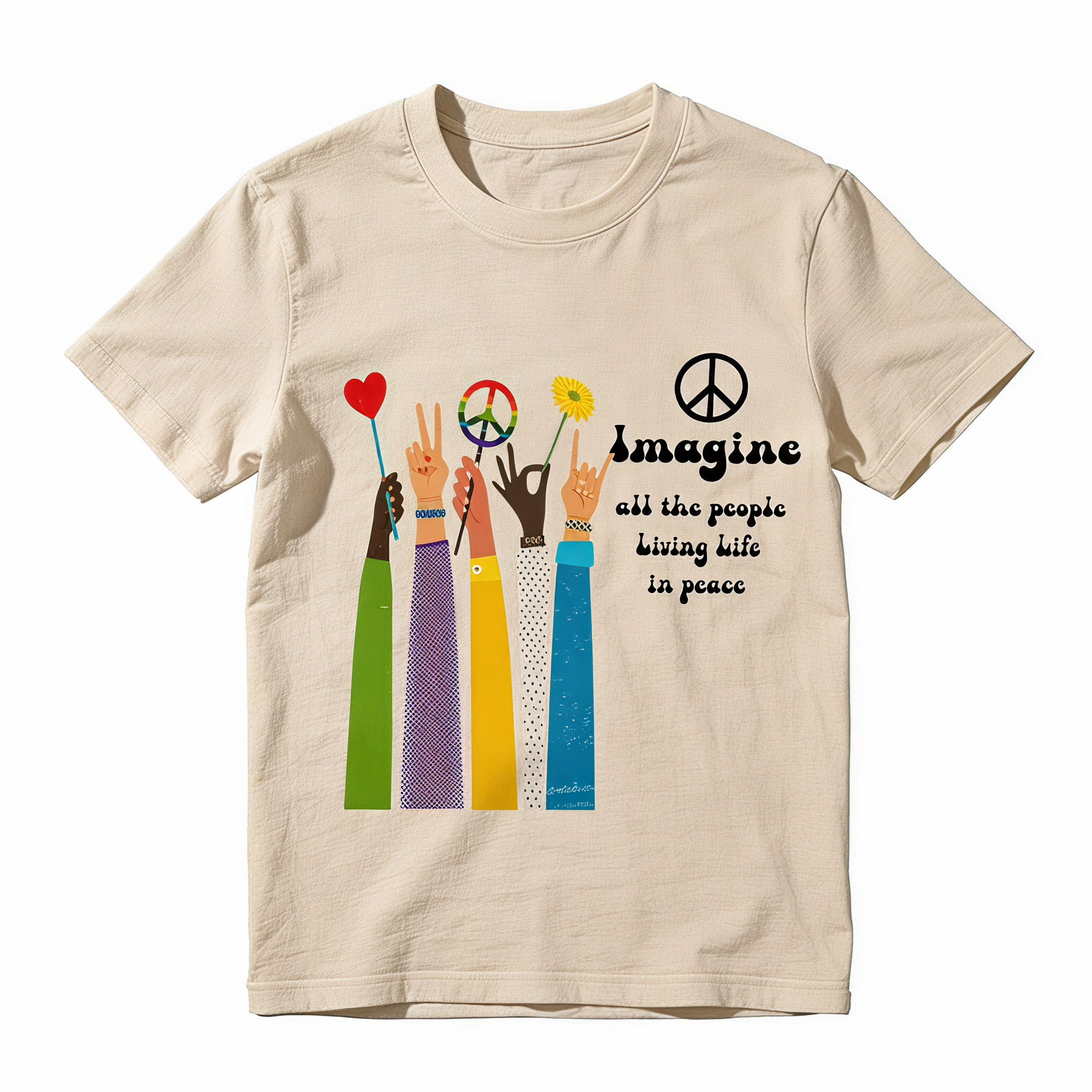 All The People Imagine Living Life In Peace T-Shirt, John Lennon Music, Beatles Song Lyrics Shirt,  Vintage  T-Shirt