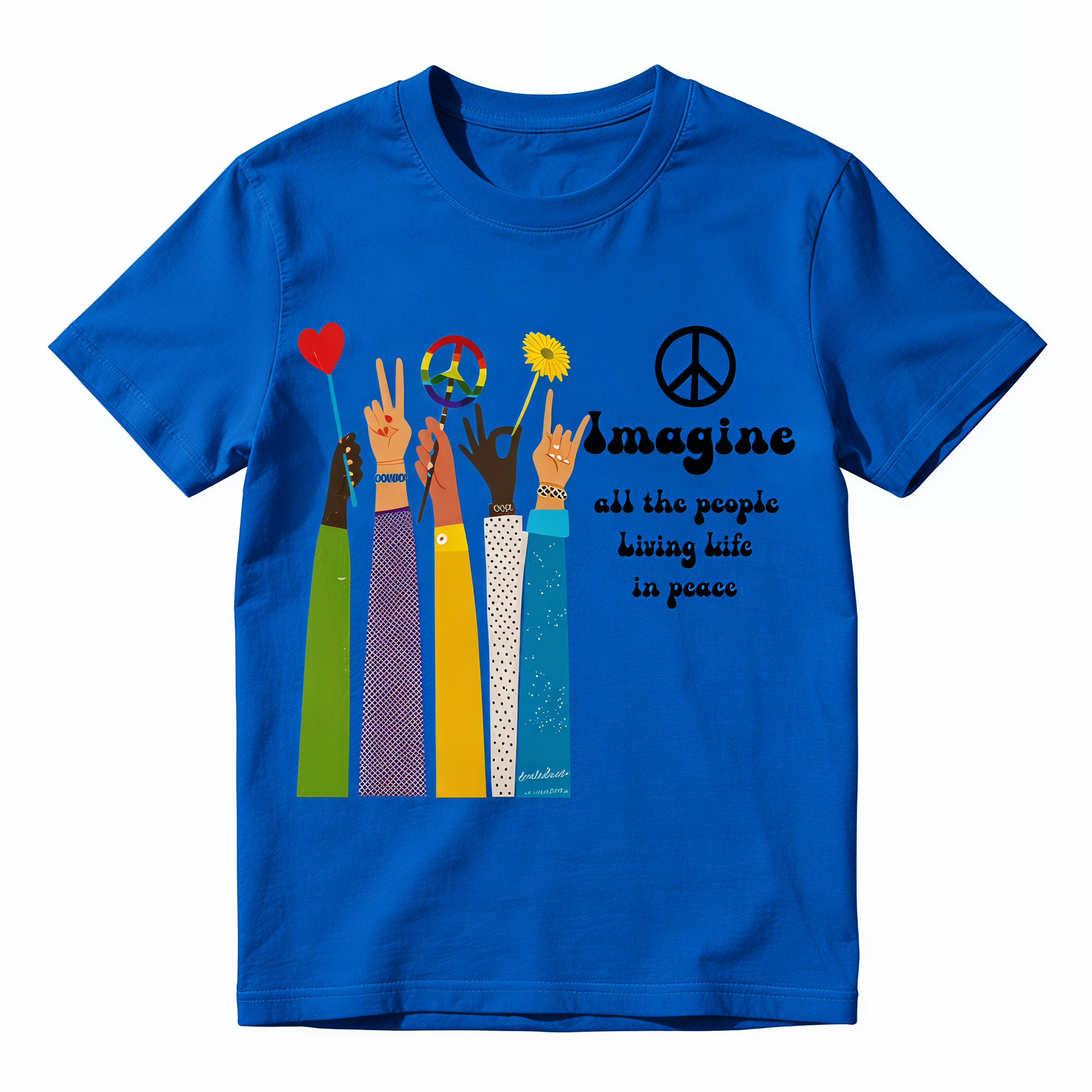All The People Imagine Living Life In Peace T-Shirt, John Lennon Music, Beatles Song Lyrics Shirt,  Vintage  T-Shirt