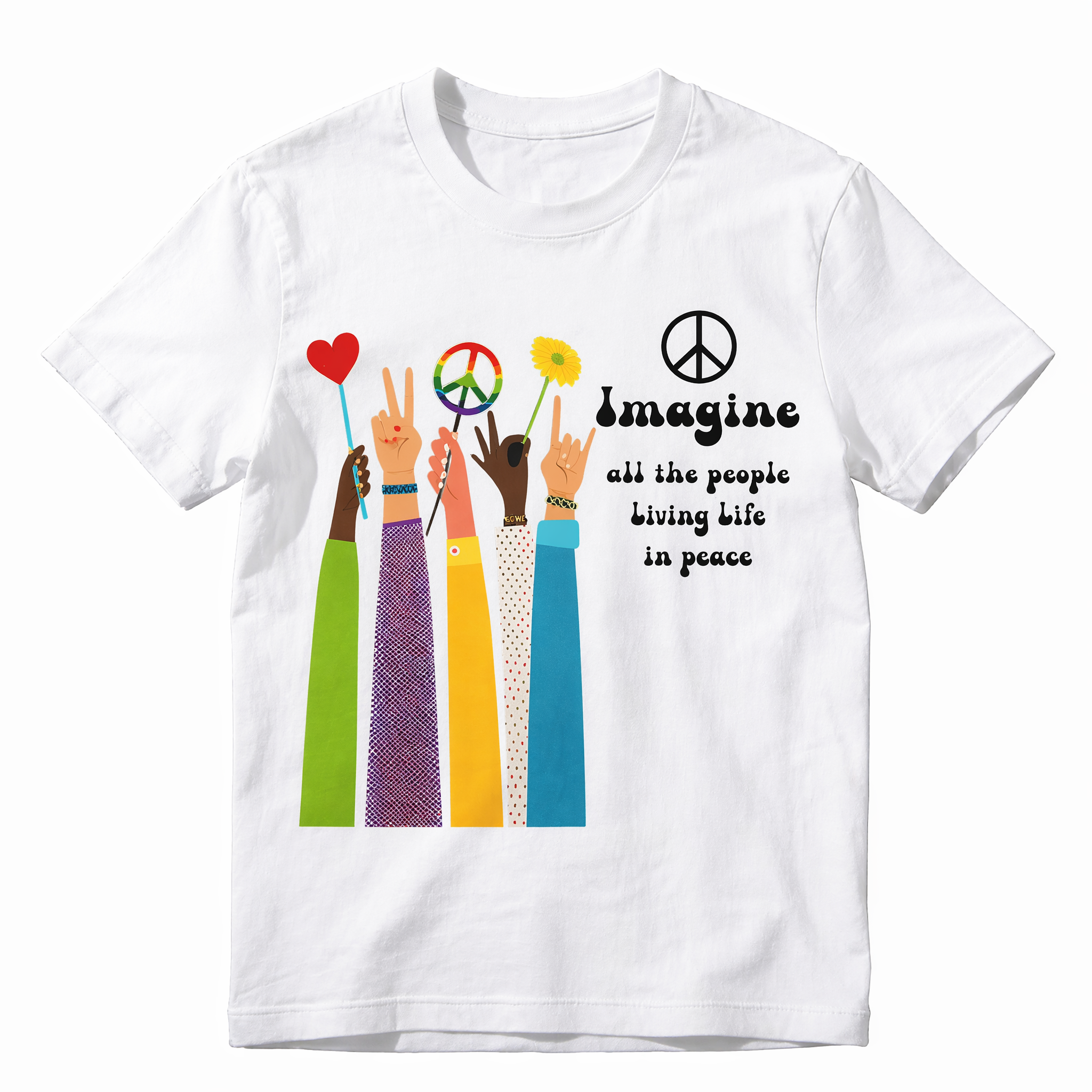 All The People Imagine Living Life In Peace T-Shirt, John Lennon Music, Beatles Song Lyrics Shirt,  Vintage  T-Shirt