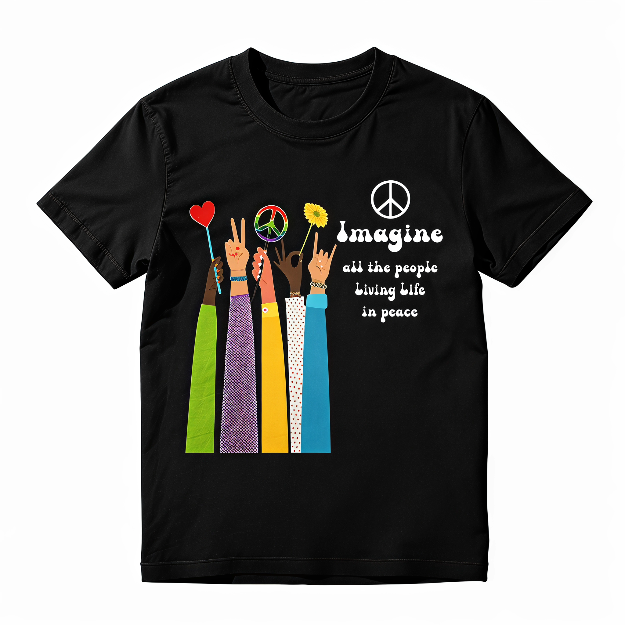 All The People Imagine Living Life In Peace T-Shirt, John Lennon Music, Beatles Song Lyrics Shirt,  Vintage  T-Shirt