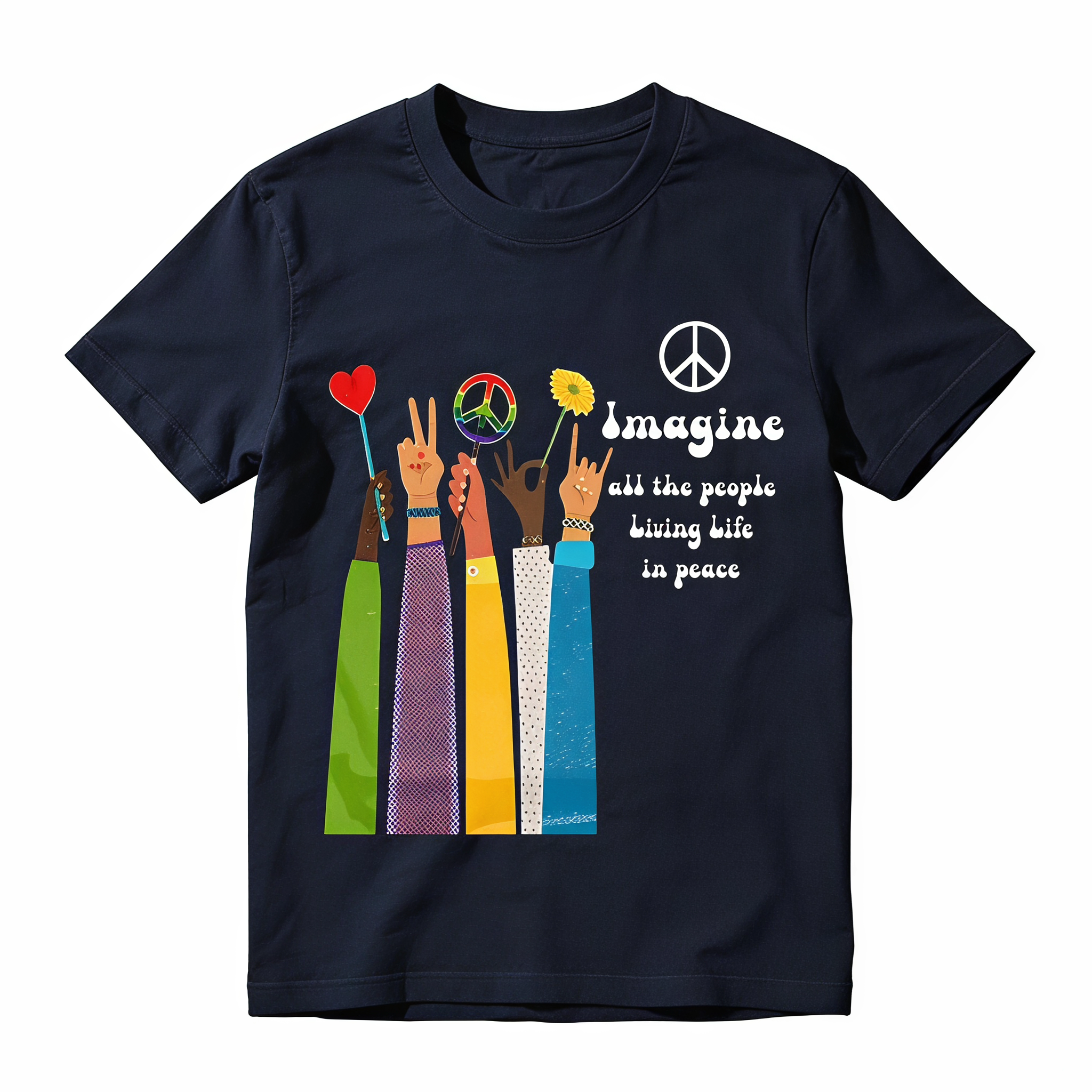 All The People Imagine Living Life In Peace T-Shirt, John Lennon Music, Beatles Song Lyrics Shirt,  Vintage  T-Shirt