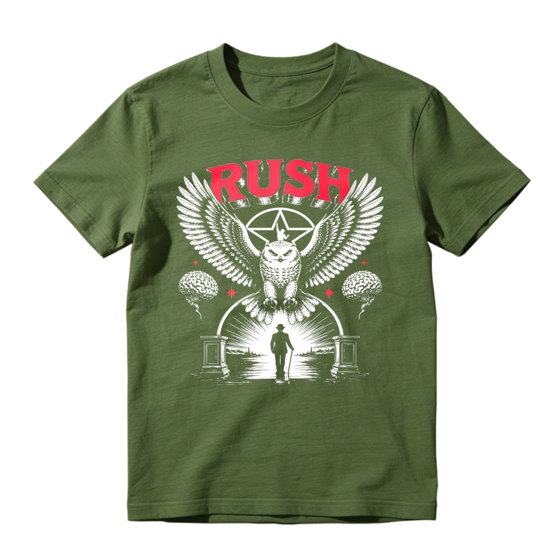 Rush Band Vintage Rock Owl Wings Pentagram Silhouette Unisex Classic T-shirt