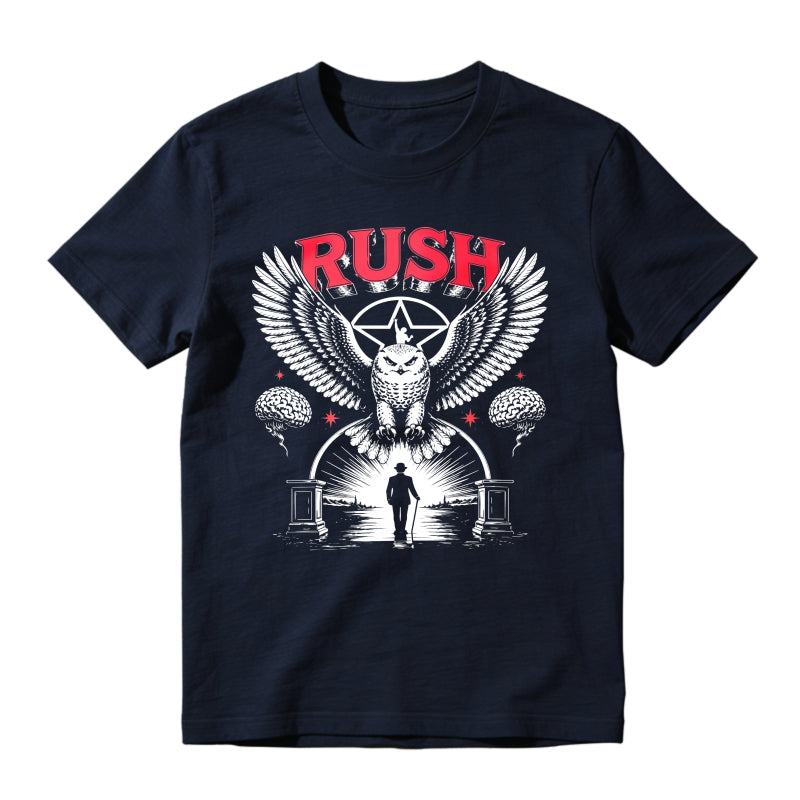 Rush Band Vintage Rock Owl Wings Pentagram Silhouette Unisex Classic T-shirt