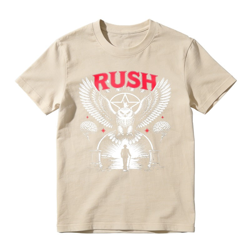 Rush Band Vintage Rock Owl Wings Pentagram Silhouette Unisex Classic T-shirt