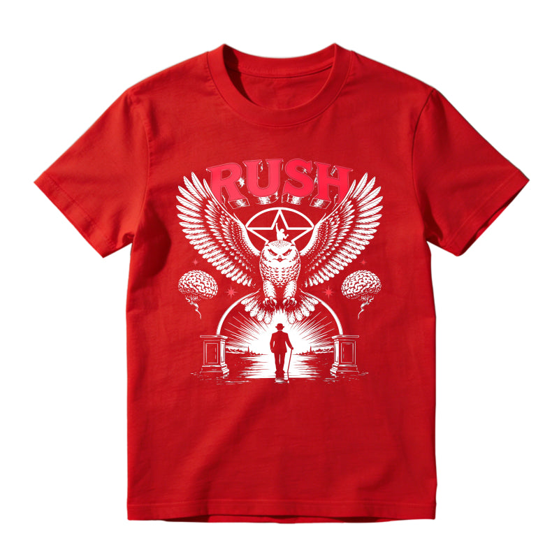 Rush Band Vintage Rock Owl Wings Pentagram Silhouette Unisex Classic T-shirt